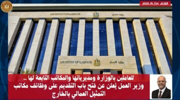 وزير العمل يُعلن عن فتح باب التقديم على وظائف مكاتب التمثيل العمالي بالخارج