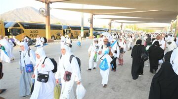 حجاج الجمعيات الأهلية يتوجهون لـ مزدلفة مع غروب شمس عرفة.. شاهد