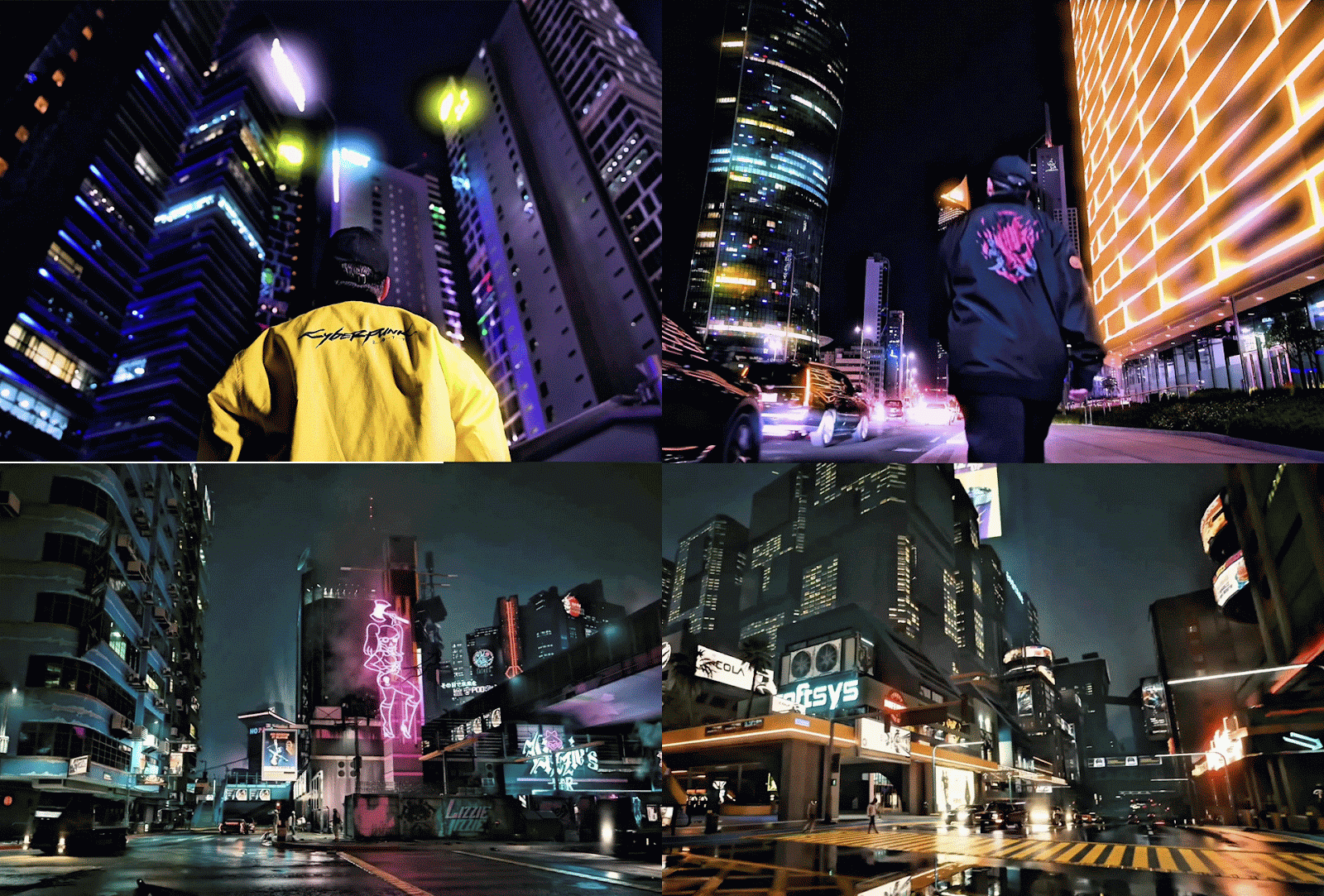 A collage of a person walking in a city at night  AI-generated content may be incorrect.